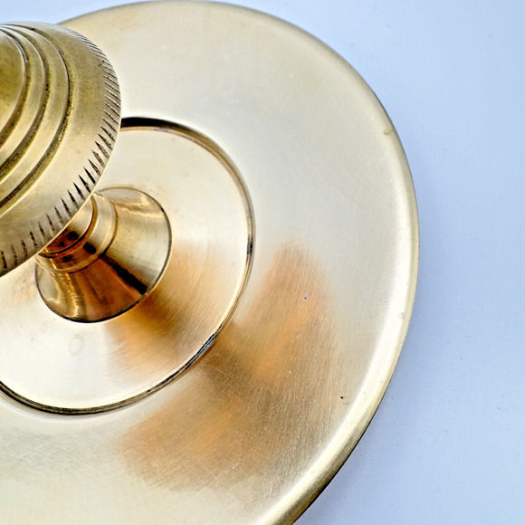 Vintage Solid Brass Chamber Style Taper Candlestick Holder Handle Heavy India - Picture 9 of 12